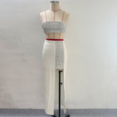 Strapless Sleeveless Rhinestone Bodycon Set